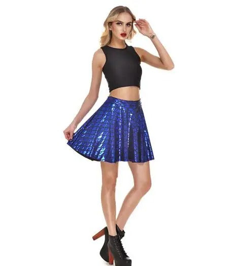 1pcs/lot Sexy Women Skirt Fashion summer spring Skirts S-4XL High Waist Pleated Mermaid Scales skirt