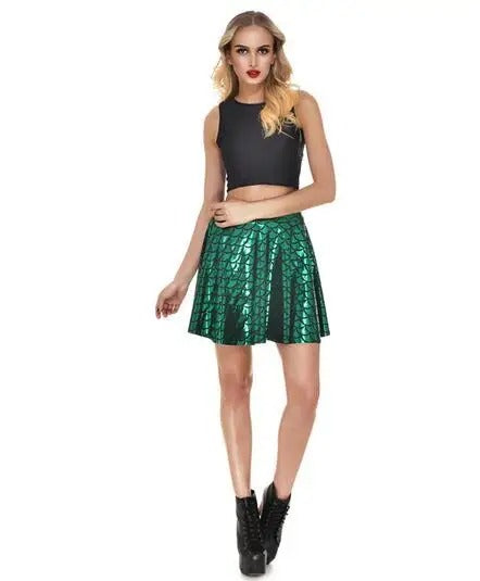 1pcs/lot Sexy Women Skirt Fashion summer spring Skirts S-4XL High Waist Pleated Mermaid Scales skirt