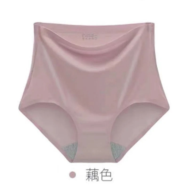 45-100kg Thin Large Plus Size Silky High Waist Ice Silk Seamless Fat Belly Underwear Women's Summer Lingerie Femme