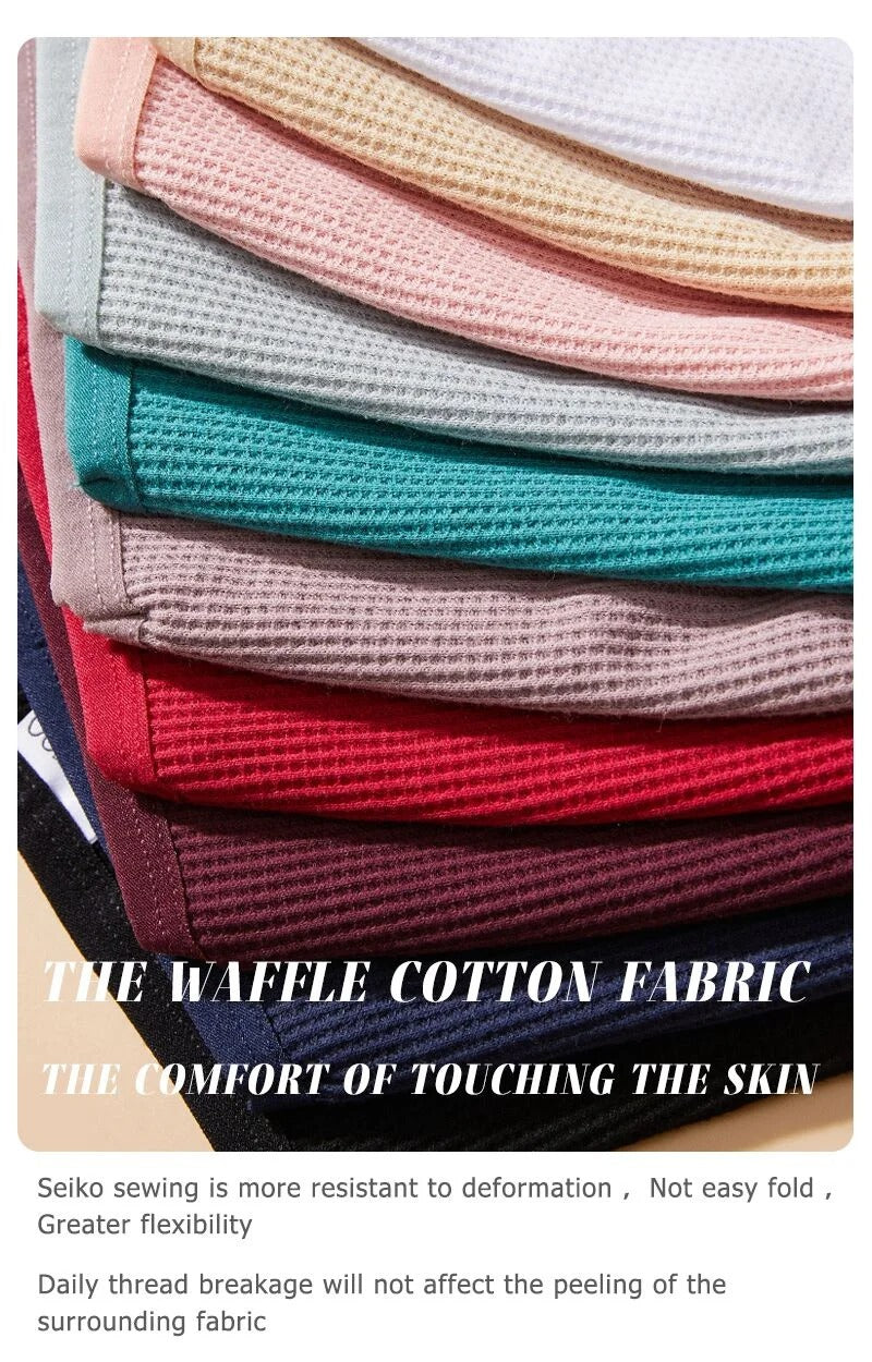 7PCS/Set Women's Waffle Cotton Panties Sexy V Waist Brazilian Panties Female Breathable Soft Underwear Solid Stretch Lingerie