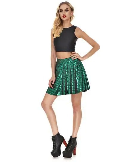 1pcs/lot Sexy Women Skirt Fashion summer spring Skirts S-4XL High Waist Pleated Mermaid Scales skirt