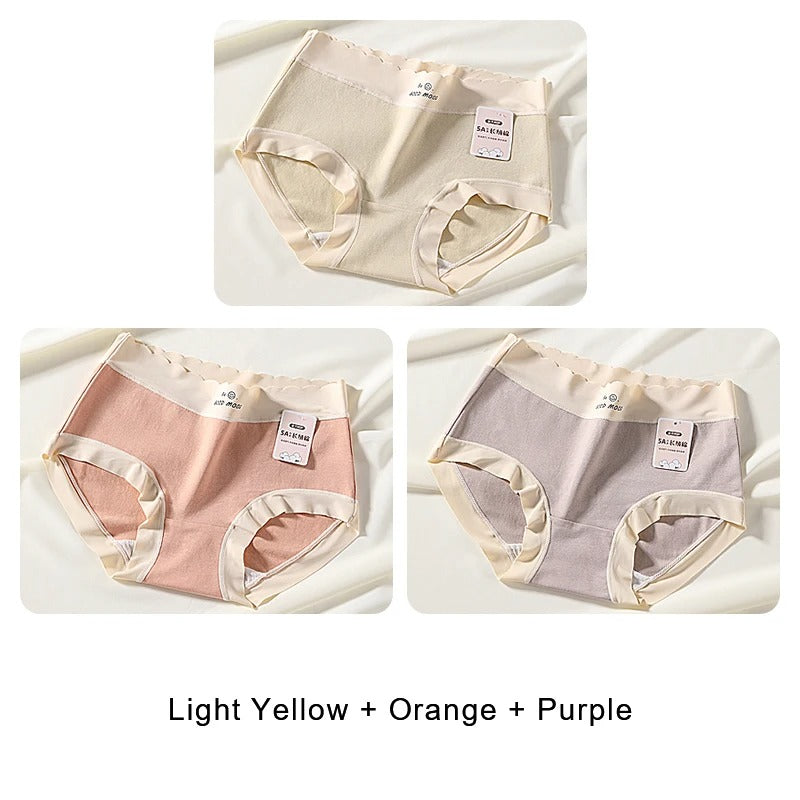 3PCS Female Underwear Antibacterial Pure Cotton Sexy Mid-rise Cotton Panties Woman Traceless Fashions Women's Intimate Intimates
