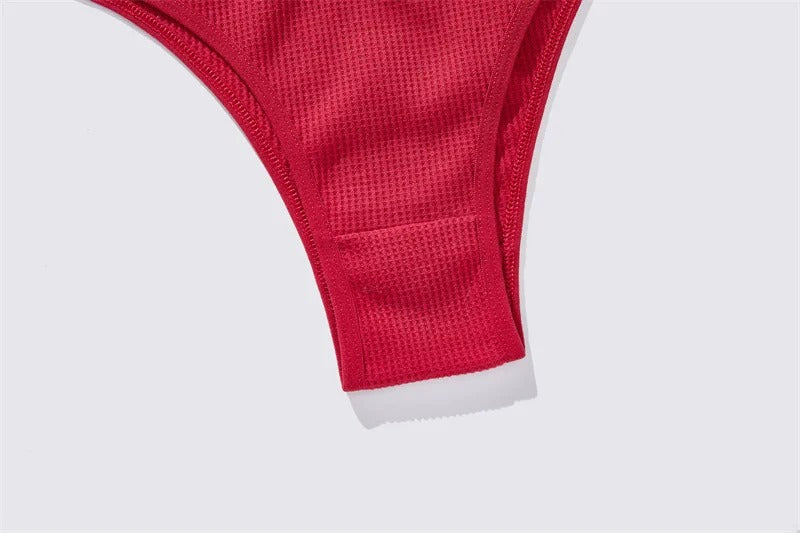 7PCS/Set Women's Waffle Cotton Panties Sexy V Waist Brazilian Panties Female Breathable Soft Underwear Solid Stretch Lingerie