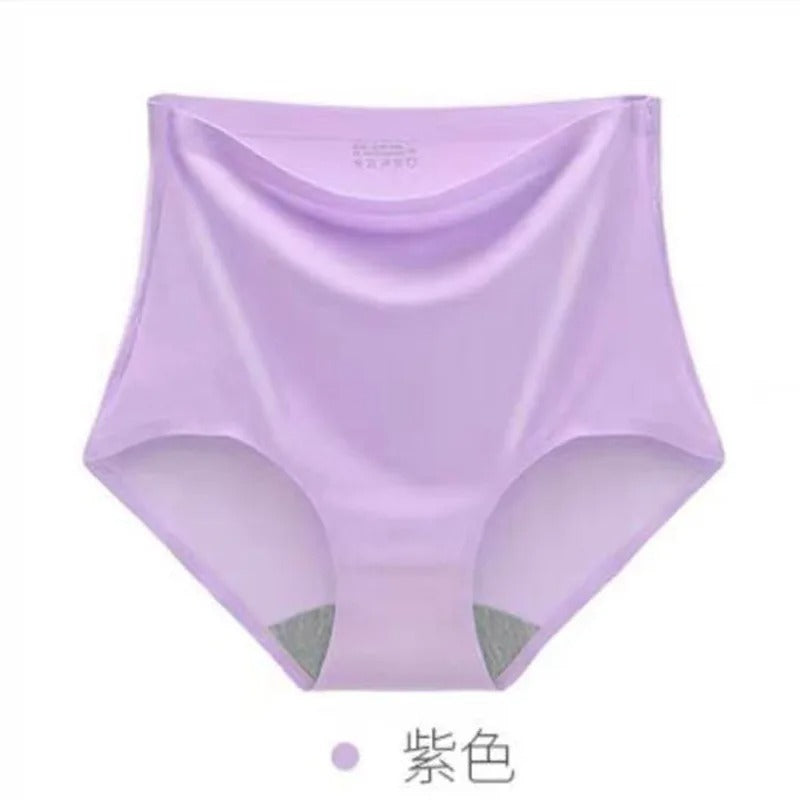 45-100kg Thin Large Plus Size Silky High Waist Ice Silk Seamless Fat Belly Underwear Women's Summer Lingerie Femme