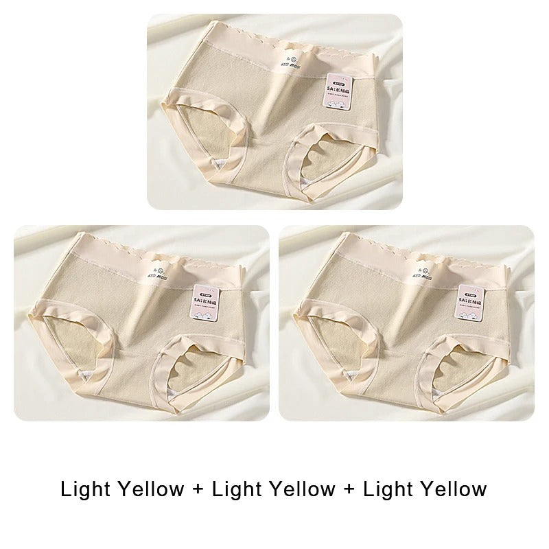 3PCS Female Underwear Antibacterial Pure Cotton Sexy Mid-rise Cotton Panties Woman Traceless Fashions Women's Intimate Intimates