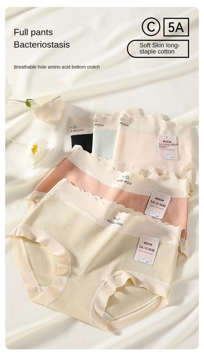 3PCS Female Underwear Antibacterial Pure Cotton Sexy Mid-rise Cotton Panties Woman Traceless Fashions Women's Intimate Intimates