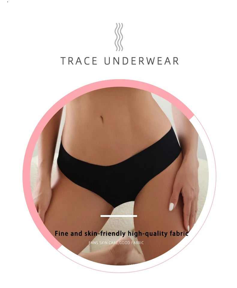 4PCS/Set Seamless Panties Women Sexy Underwear Ice Silk Underpants Low Waist G-string Female Soft Solid Ultra-thin Briefs
