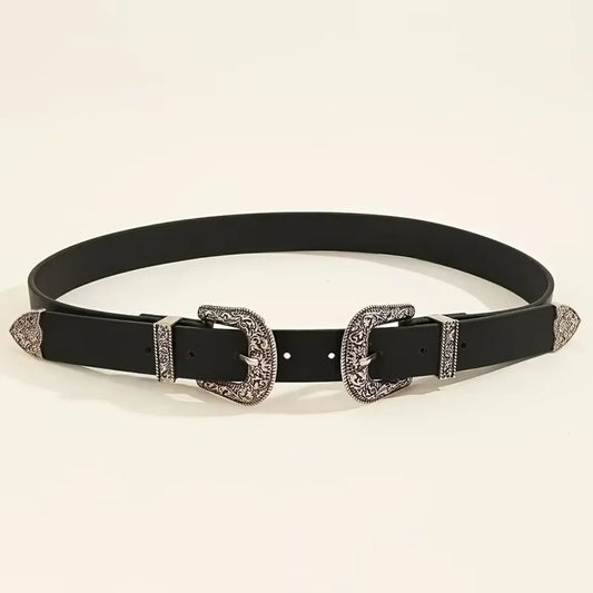 Adjustable Protective Piece Belt For Women, Fashion Jeans, Black Round Buckle Belt, Mujer PU Leather Belt Accessorize