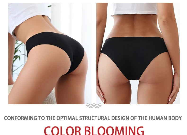 4PCS/Set Seamless Panties Women Sexy Underwear Ice Silk Underpants Low Waist G-string Female Soft Solid Ultra-thin Briefs