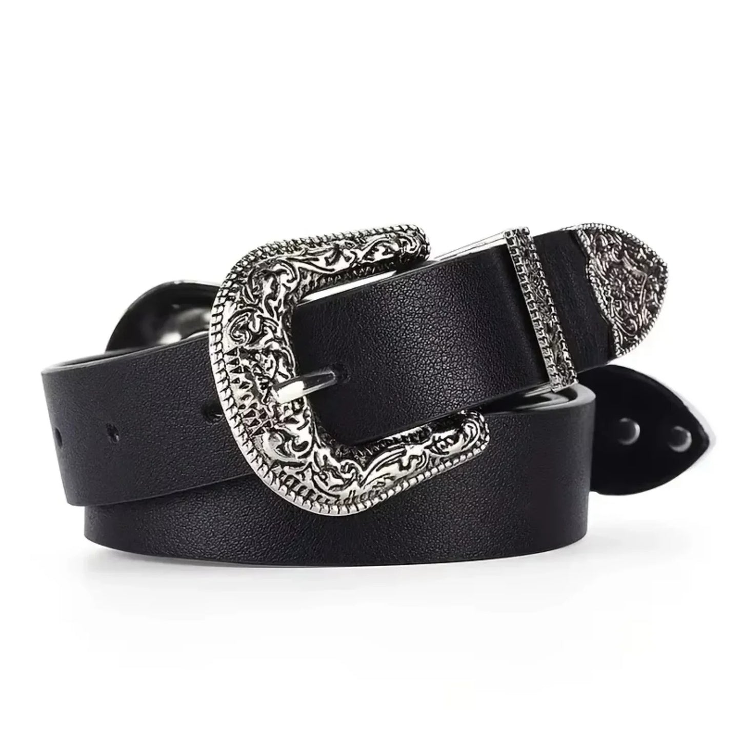Adjustable Protective Piece Belt For Women, Fashion Jeans, Black Round Buckle Belt, Mujer PU Leather Belt Accessorize