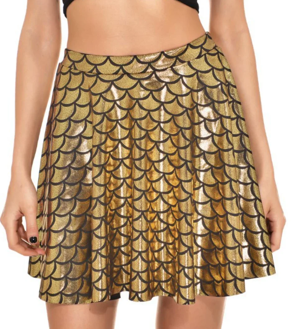 1pcs/lot Sexy Women Skirt Fashion summer spring Skirts S-4XL High Waist Pleated Mermaid Scales skirt